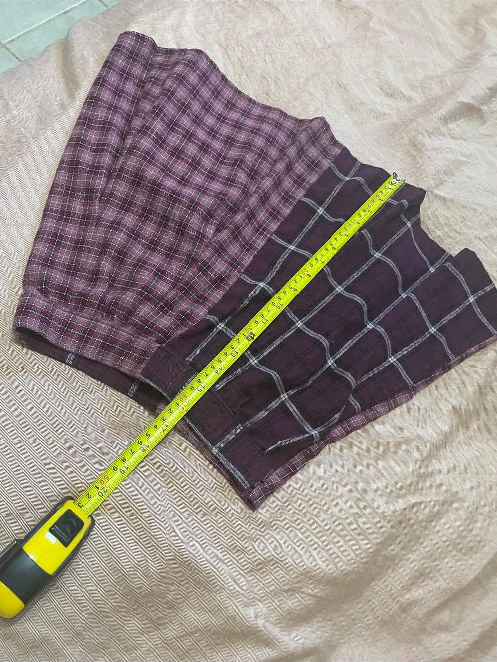 Hollister burgundy, black and white patchwork plaid skirt